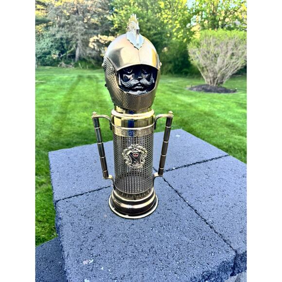 VTG Nikka Western Armor Knight Bottle Holder 16” Music Box Japanese Collectable